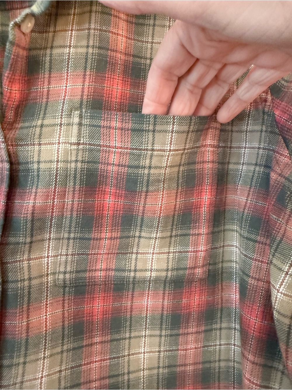 Lands’ End Pink Green Plaid Cropped Button Down Shirt Preppy M - Picture 5 of 8